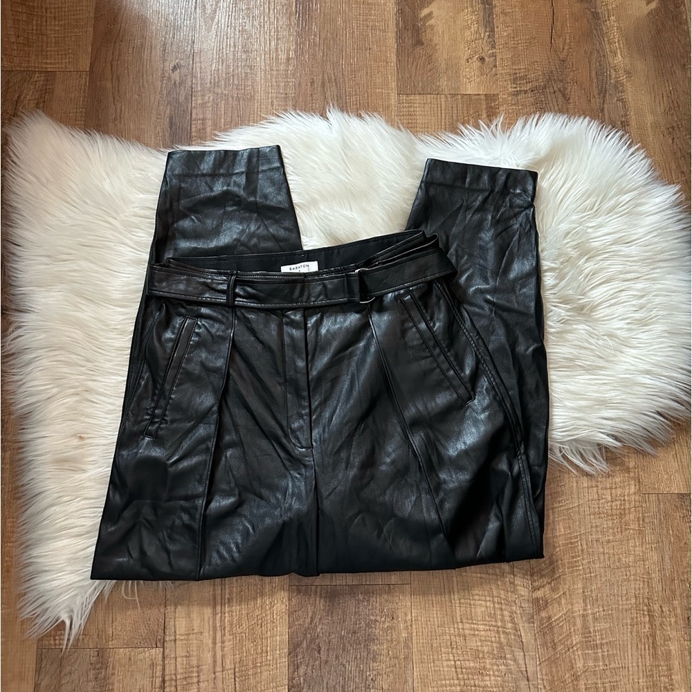 ARITZIA Babaton Vegan Leather Trousers In Black - Picture 2 of 6